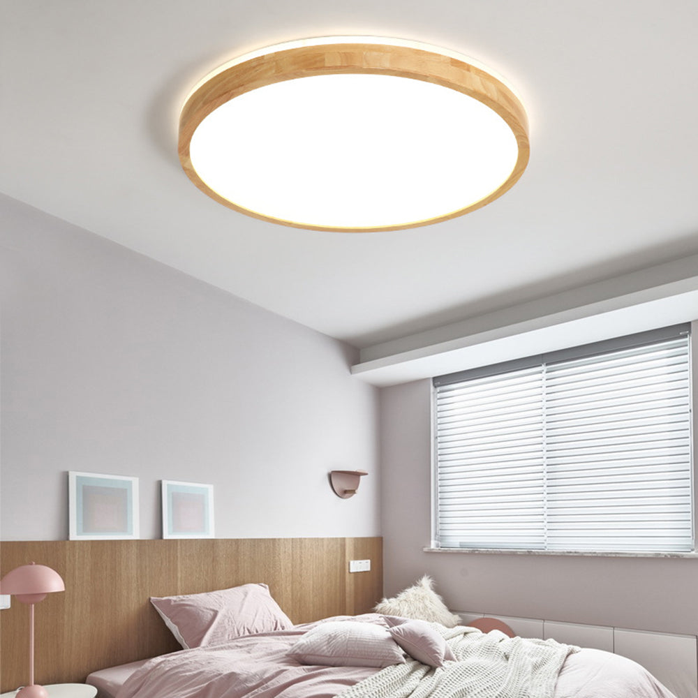 Muto Nordic Acrylic/Wood Flush Mount Ceiling Light Wood - Letslighting