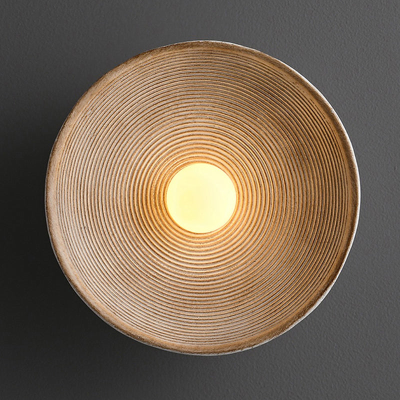 Aria Modern Round Indoor Wall Lamp Wood Bedroom Living Room