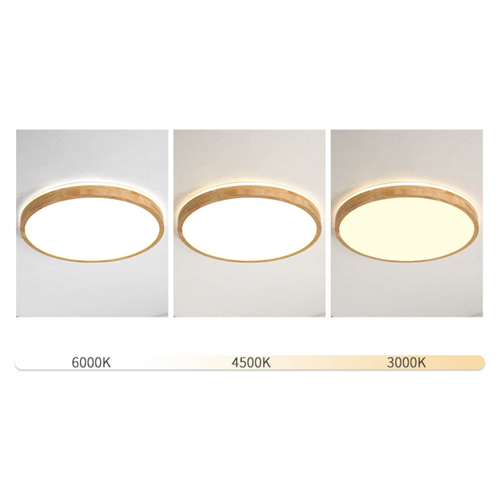 Muto Nordic Acrylic/Wood Flush Mount Ceiling Light Wood - Letslighting