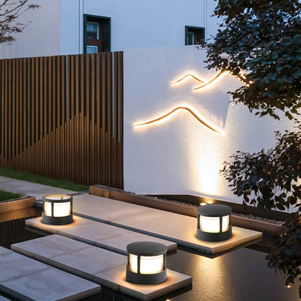 Ray Modern Metal Cylindrical Outdoor Bollard Light
