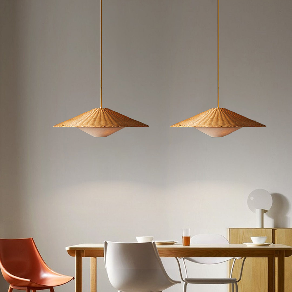 Ritta Hand-Woven Retro Pendant Light Rattan Bedroom Dining Room - Letslighting