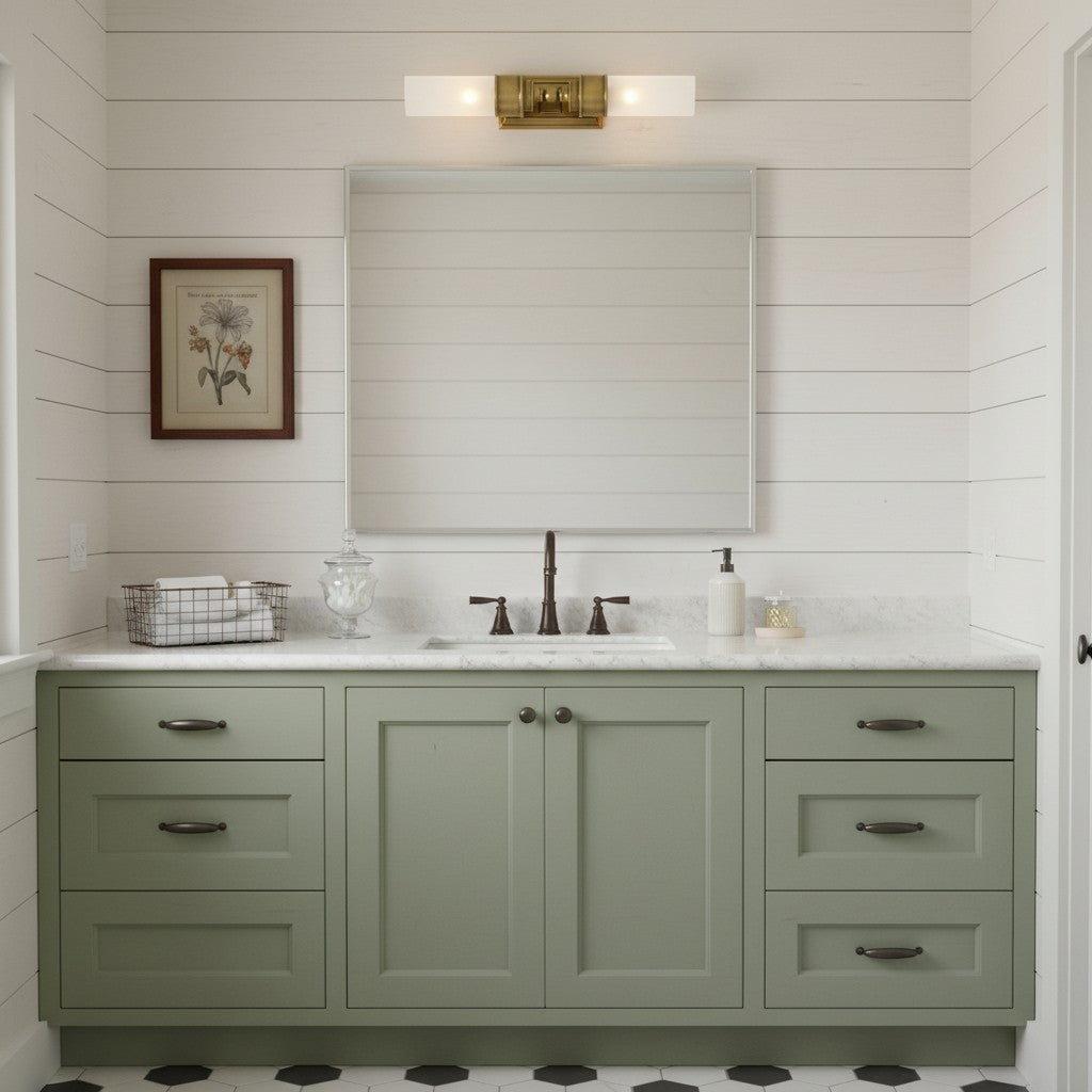 Elite Double Glass Contemporary Tube Wall Sconce Bathroom