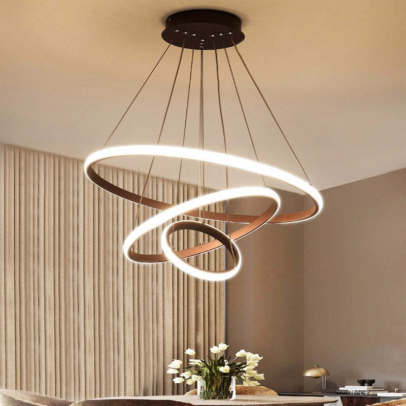 Arisha Modern Ring Metal/Silicon Pendant Light, 2/3/4 Rings