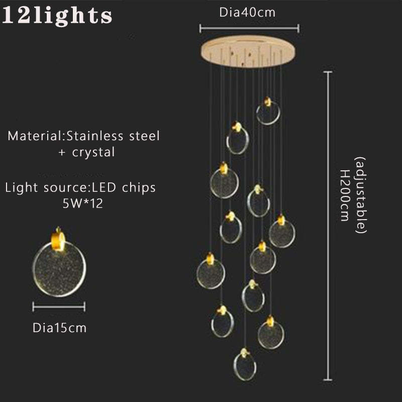 Kristy Minimalist Round Metal Crystal Chandelier