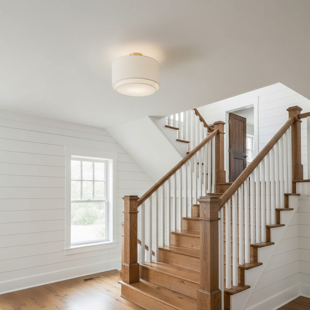 Rowan Fabric Contemporary Flush Mount Ceiling Light Hallway