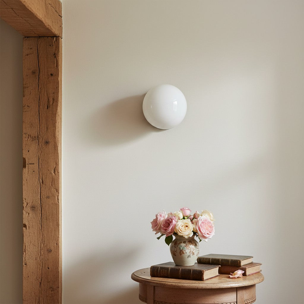 Pearl Glass Globe Wall Sconce Modern Minimalist Light