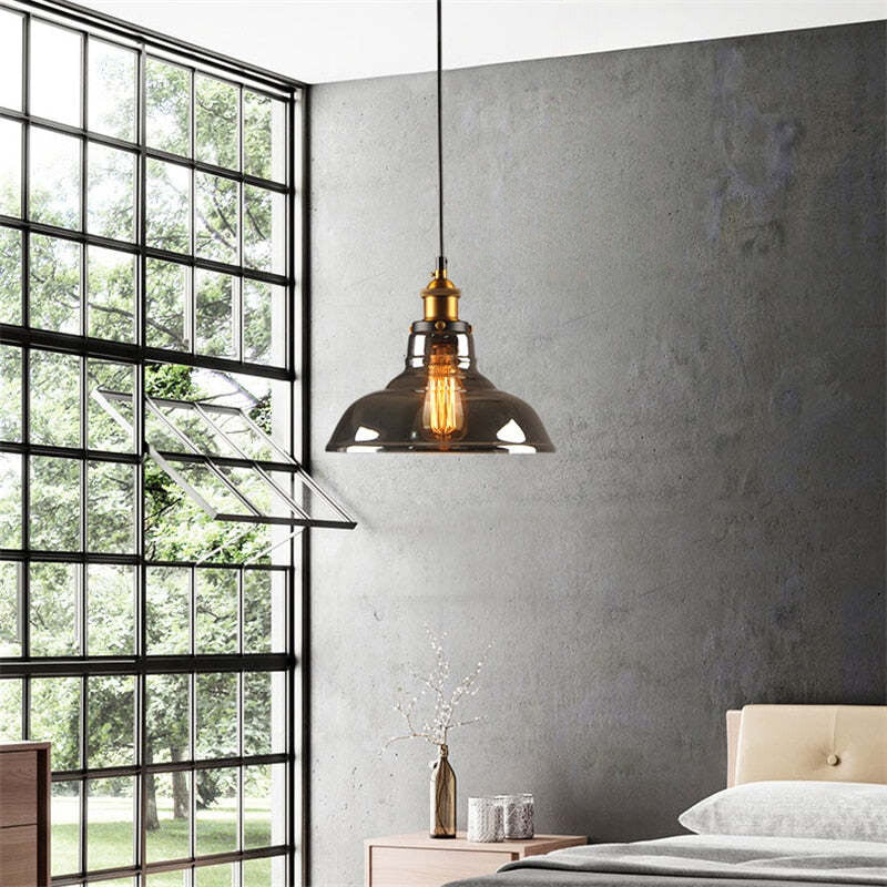 Arisha Industrial Metal/Glass Pendant Light Dining Room