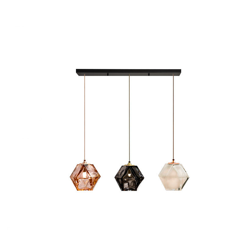 Valentina Polyhedron LED Pendant Light Metal/Glass Kitchen Island - Letslighting