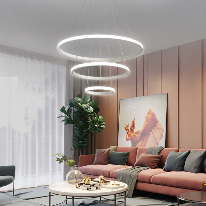 Arisha Modern Ring Metal/Silicon Pendant Light, 2/3/4 Rings