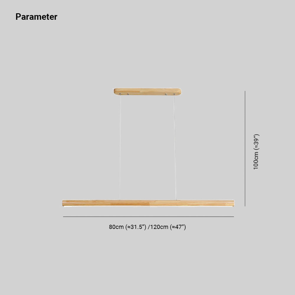 Muto Designer Linear Rod Shaped Pendant Light, Wood