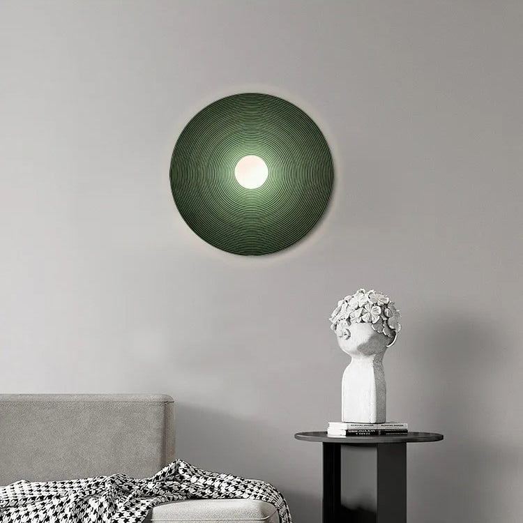 Aria Modern Round Indoor Wall Lamp Wood Bedroom Living Room