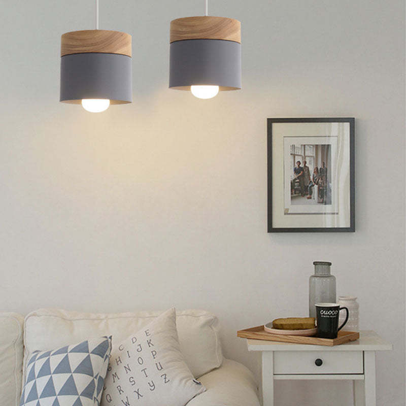 Valentina Modern Can Shape /Wood Pendant Light - Letslighting