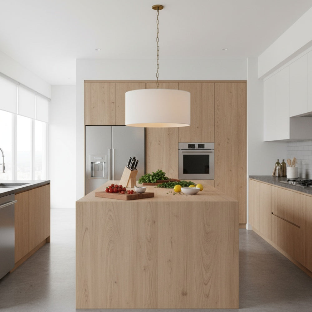 Rowan  Linen Drum Pendant Light  For Kitchen