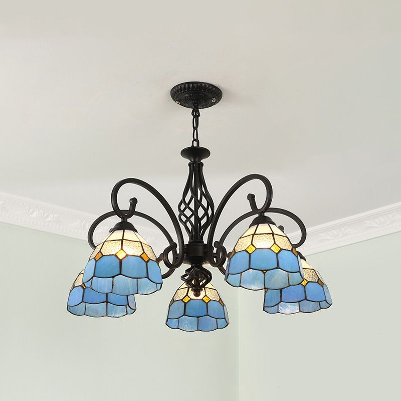 Tiffany Mediterranean Branch Metal Chandelier