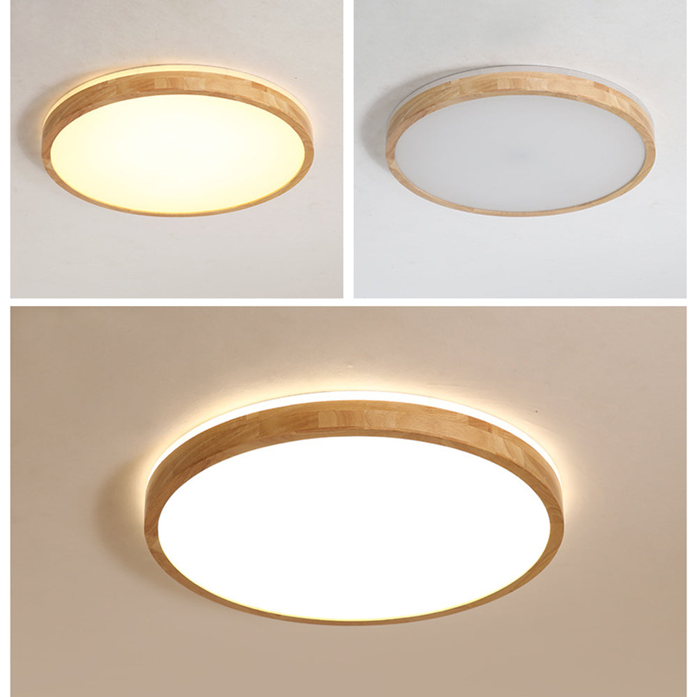 Muto Nordic Acrylic/Wood Flush Mount Ceiling Light Wood - Letslighting