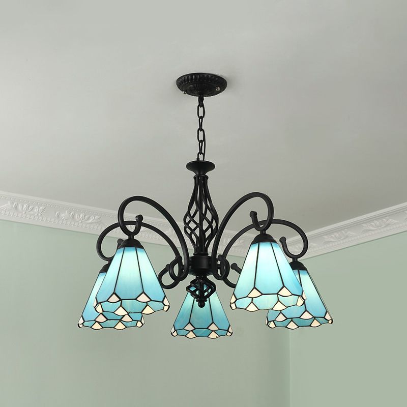 Tiffany Mediterranean Branch Metal Chandelier