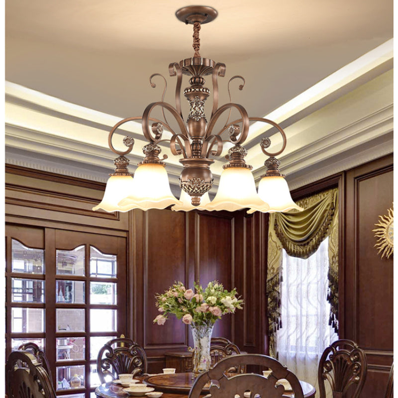Arisha Retro Flower Pendant Light Glass Living Room Bedroom - Letslighting