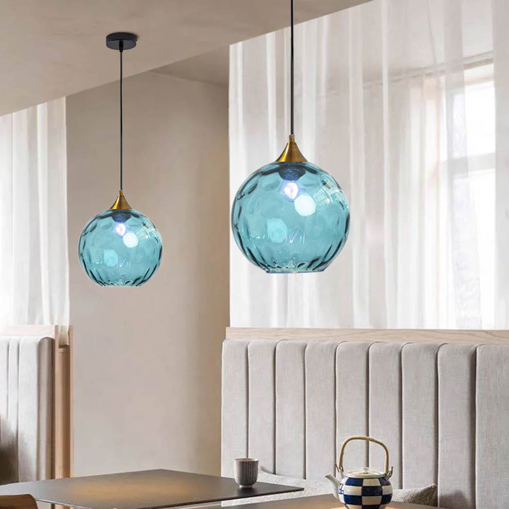 Valentina Colorful Glass Ball Pendant Light Water Ripple Living Room