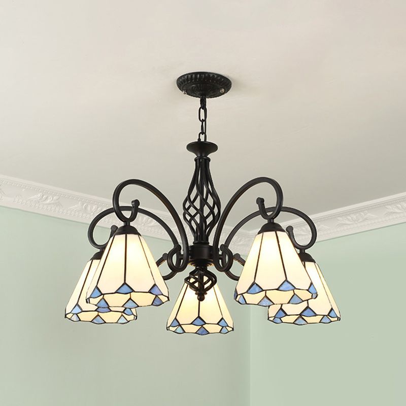 Tiffany Mediterranean Branch Metal Chandelier