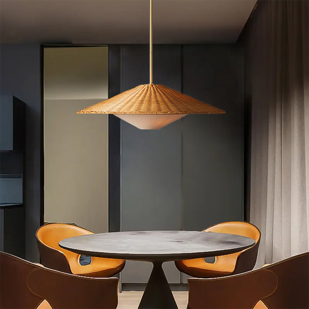 Ritta Hand-Woven Retro Pendant Light Rattan Bedroom Dining Room - Letslighting