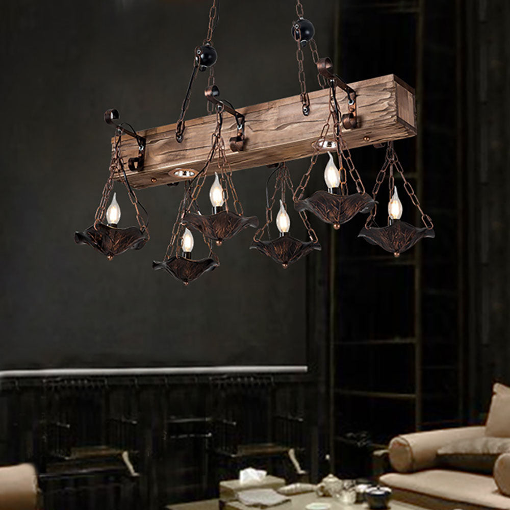 Epoch Industrial /Wood Pendant Light, Bronze - Letslighting