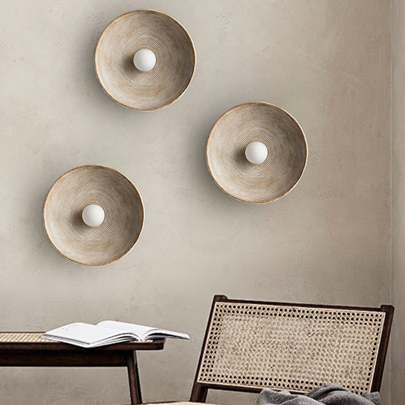 Aria Modern Round Indoor Wall Lamp Wood Bedroom Living Room