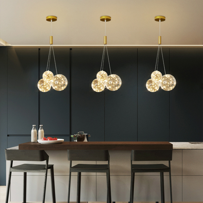 Valentina Glass Globe Bubble Pendant Light LED, 3/5/9/15 Heads
