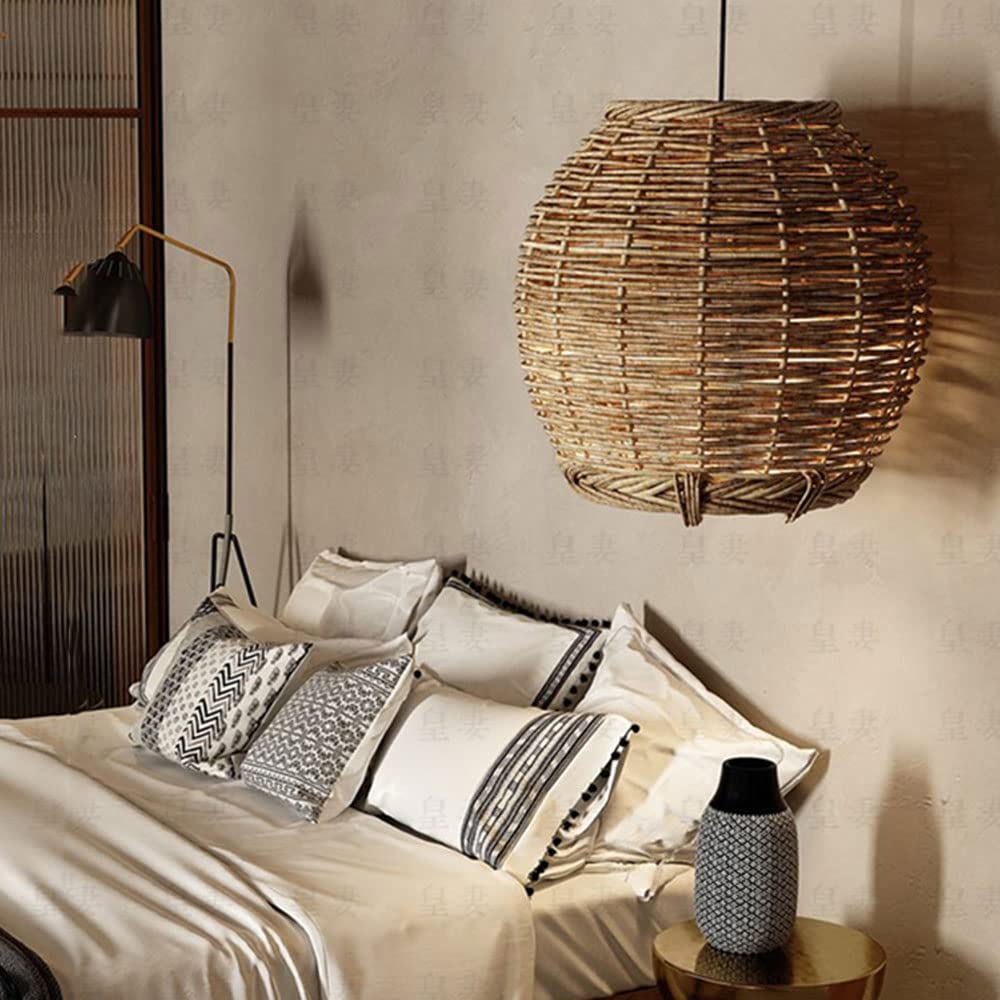 Ritta Retro LED Pendant Light Wood Rattan Living Room Restaurant - Letslighting