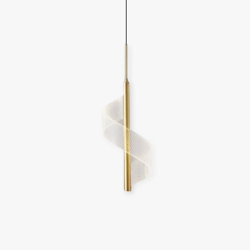 Arisha Vintage Golden Ribbon Pendant Light, /Acrylic, 1/2 Head - Letslighting