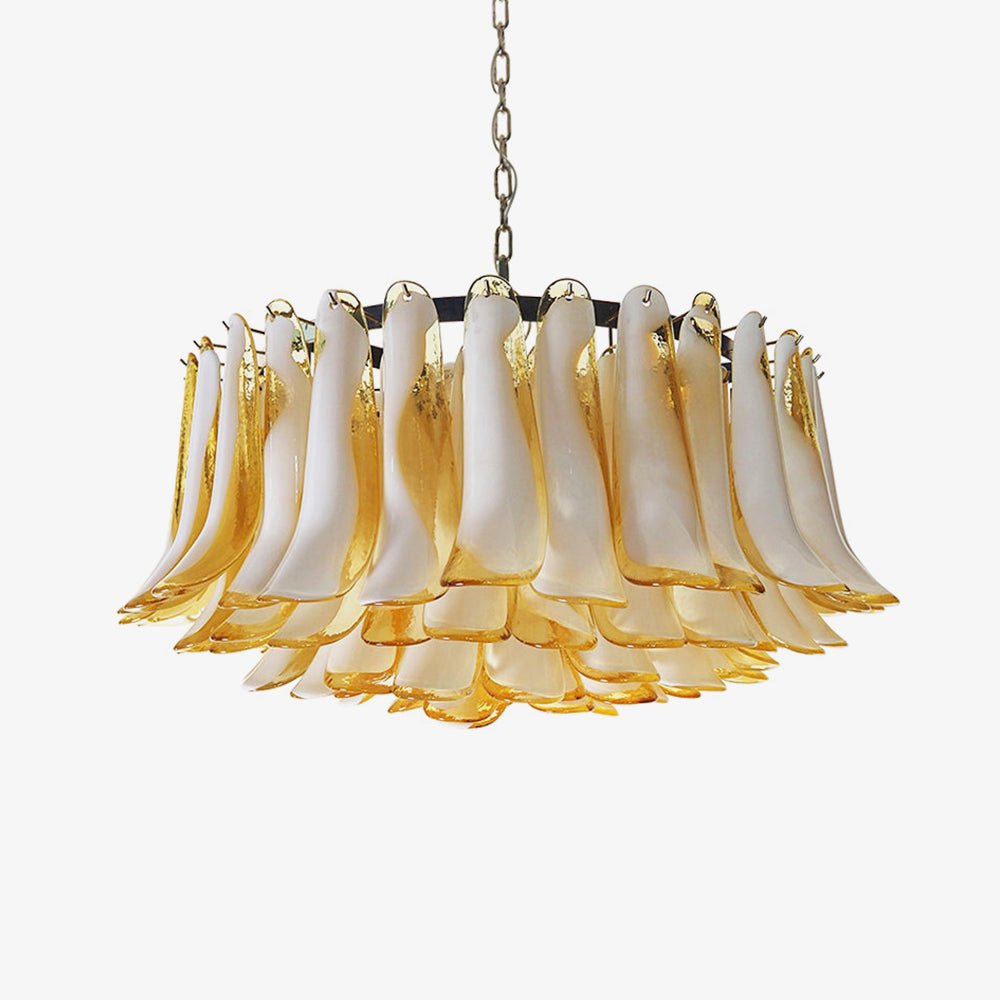 Aurora Chandelier Amber Murano Glass Petal Elegant - Letslighting