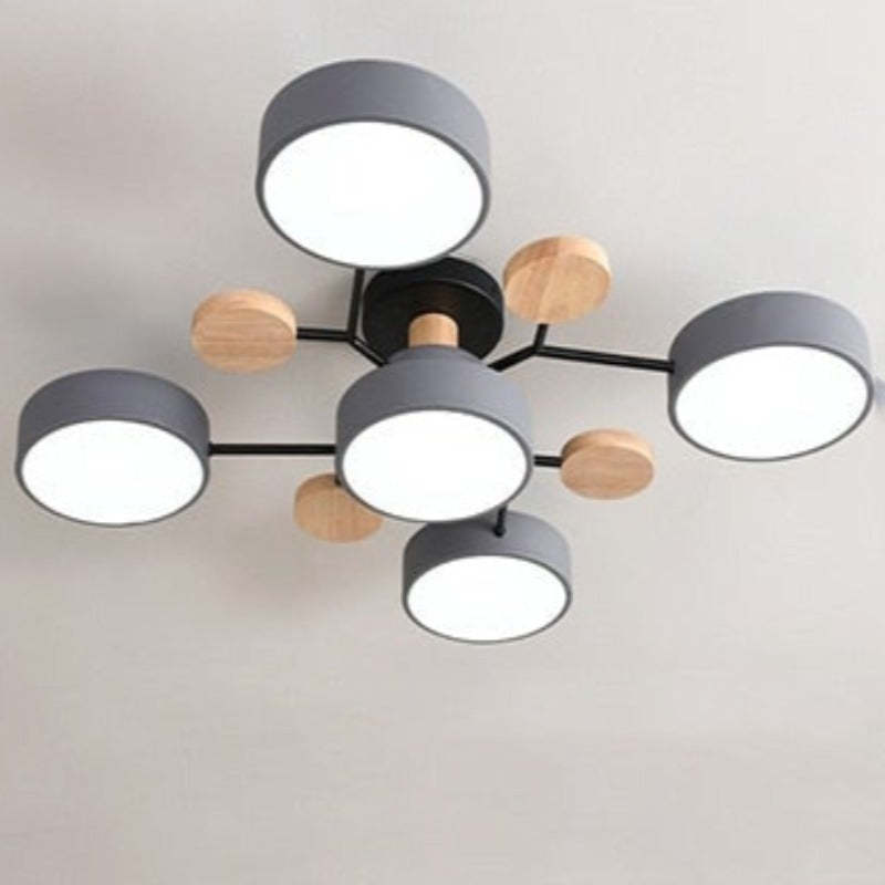 Arisha Geometric Flush Mount Ceiling Light Acrylic/Wood Living Room - Letslighting