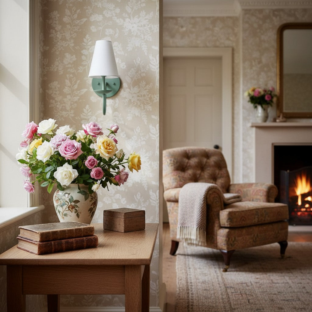 Disc Classic Wall Sconce White Linen Hallways