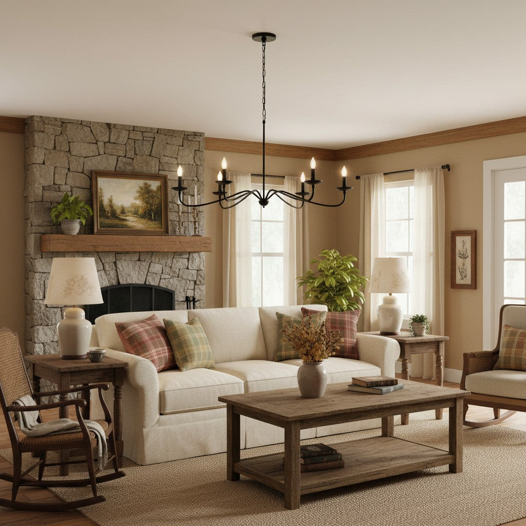 Lodge Minimalist Rustic Iron Candle Chandelier Hallway