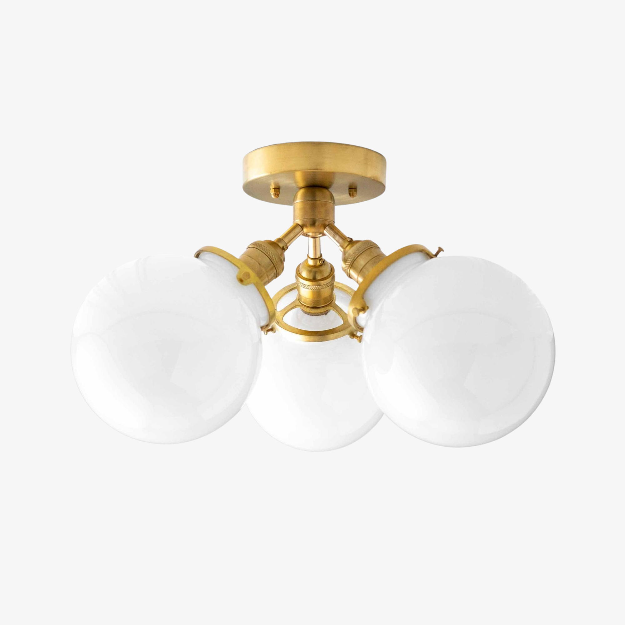 Pearl Glass White Mid Century Flush Ceiling Lamp