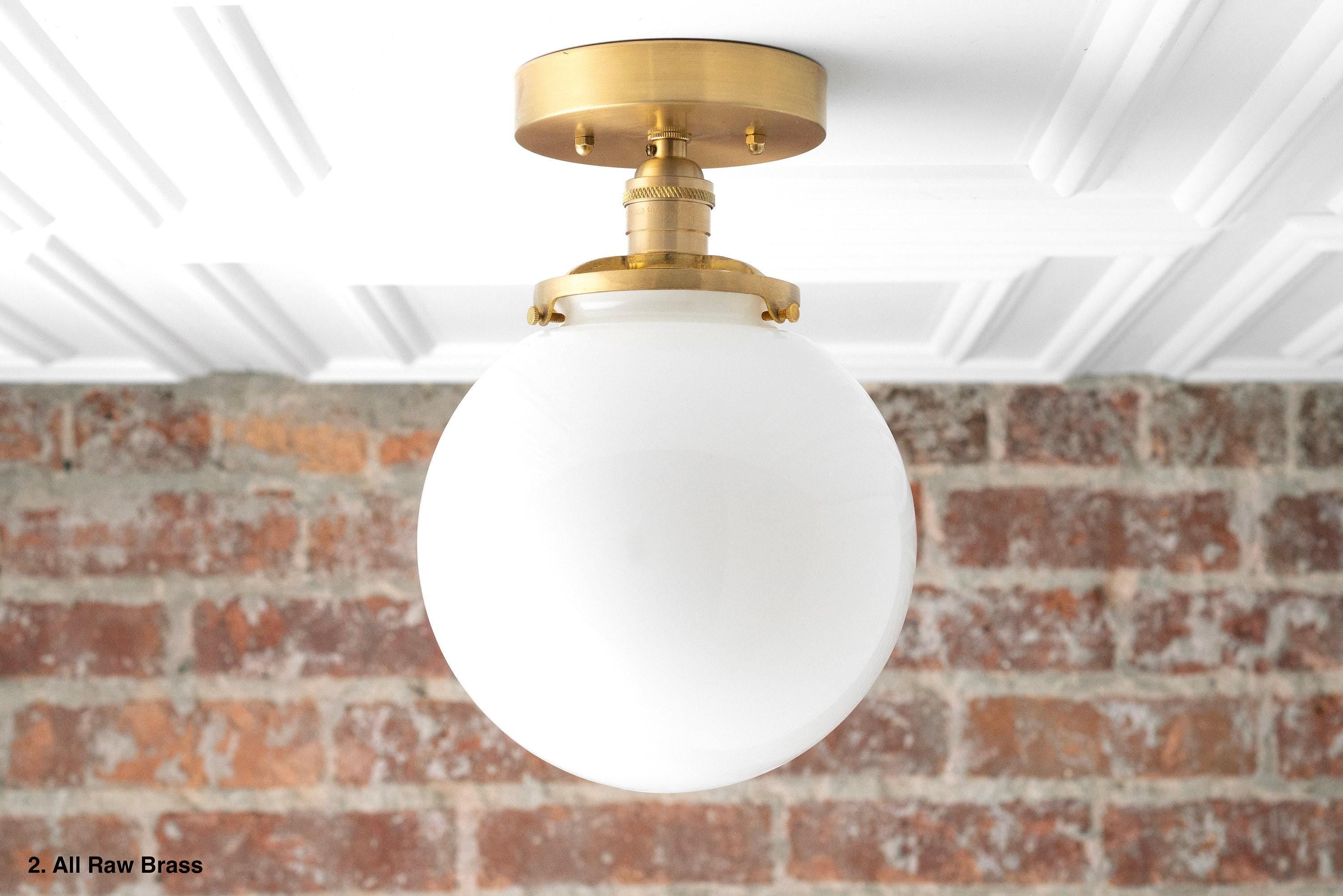 Pearl Glass Mid Century Flush Ceiling Light