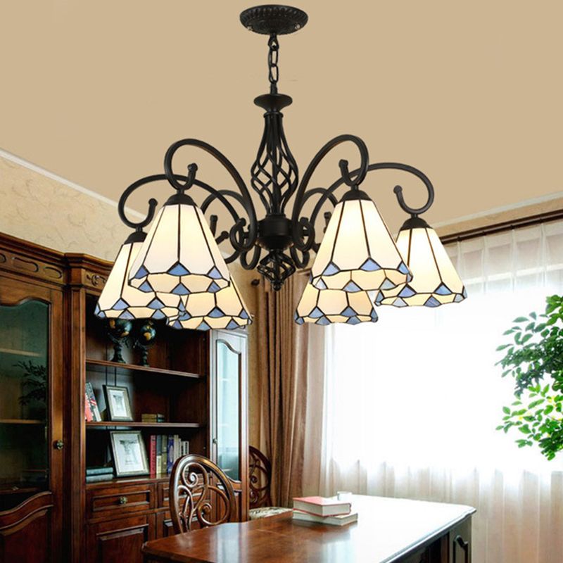 Tiffany Mediterranean Branch Metal Chandelier