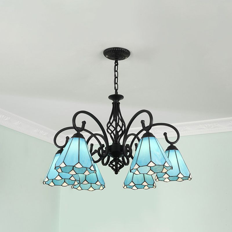Tiffany Mediterranean Branch Metal Chandelier