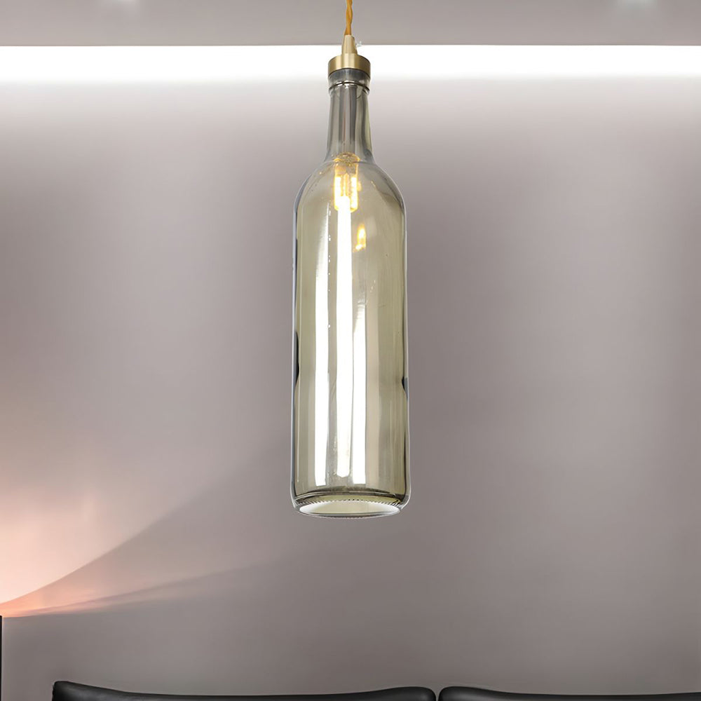 Valentina Industrial Wine Bottle Glass Pendant Light, Colorful