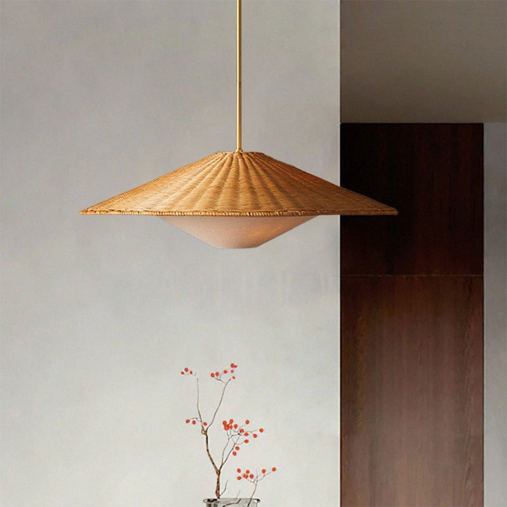 Ritta Hand-Woven Retro Pendant Light Rattan Bedroom Dining Room - Letslighting