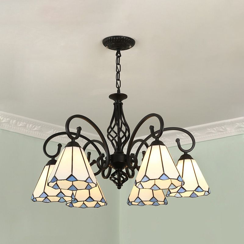 Tiffany Mediterranean Branch Metal Chandelier
