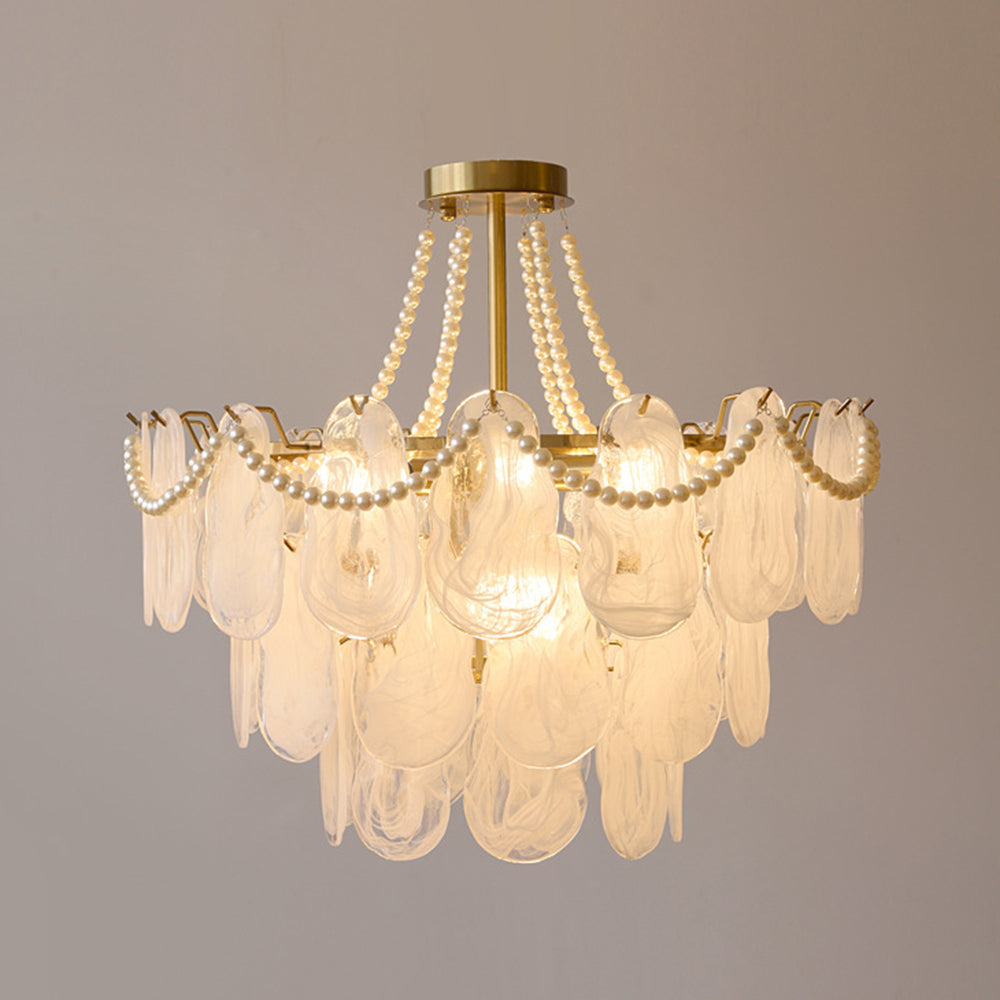 Kristy Elegant Pearl Glass Metal Chandelier