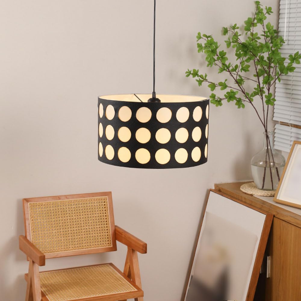 Valentina Retro Round LED Polka Dots Pendant Light Metal/Fabric Living Room - Letslighting