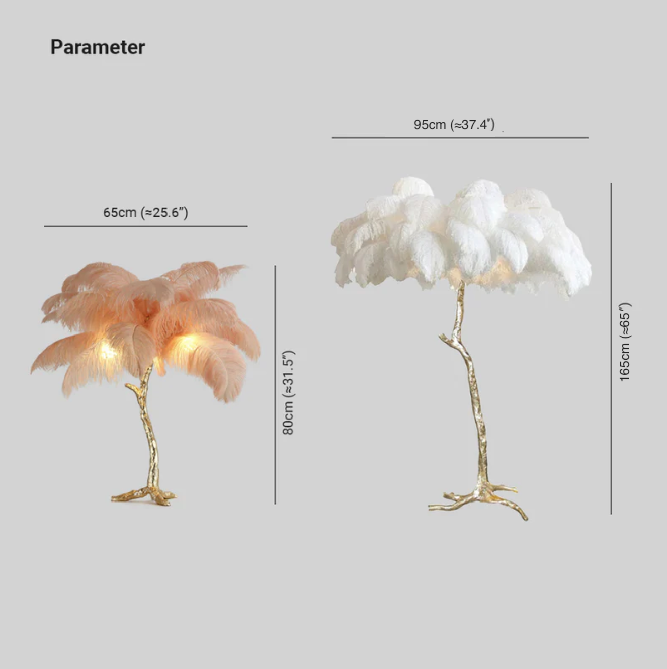 O'Moore Nordic Luxury Unique Ostrich Feather Floor Lamp/Table Lamp - Letslighting