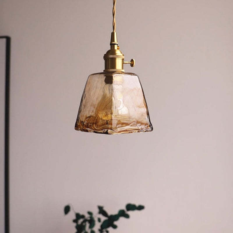 Arisha Vintage Style Industrial Pendant Light Retro Metal Glass Brass