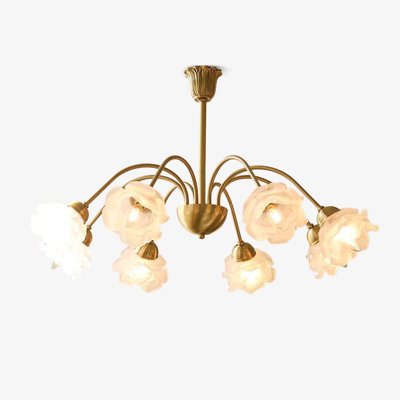 Lustra Chandelier Brass Glass Rose Floral - Letslighting