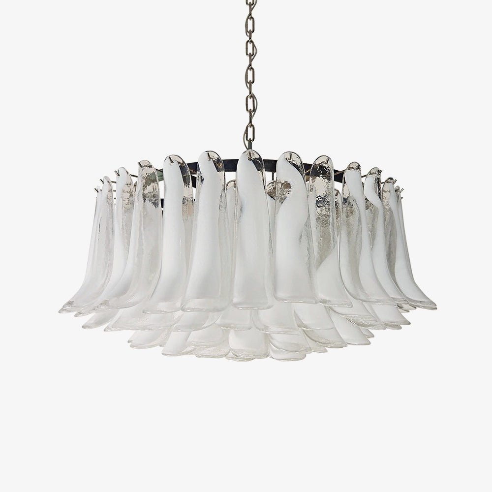 Aurora Chandelier White Murano Glass Petal Elegant - Letslighting
