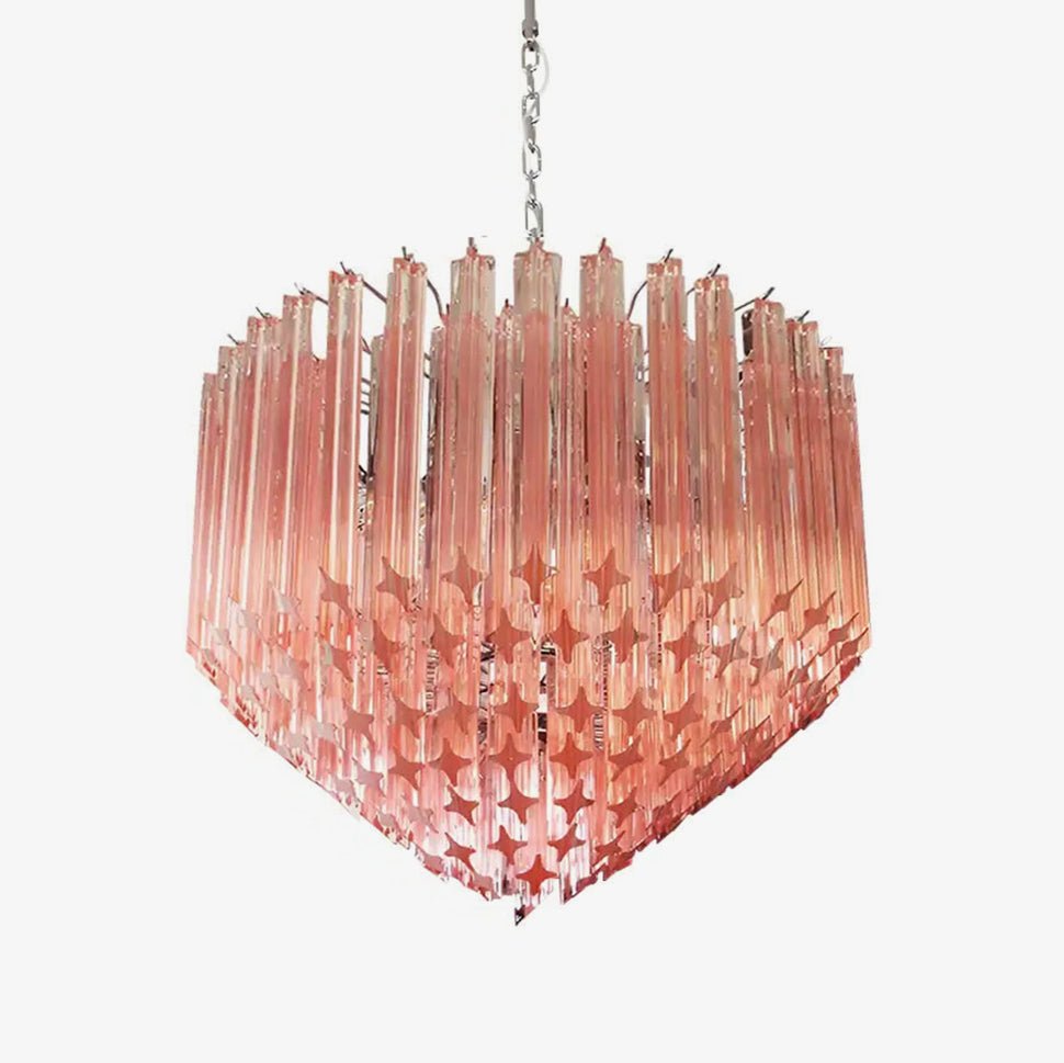 Aurora Chandelier Pink Glass Prisms Geometric - Letslighting
