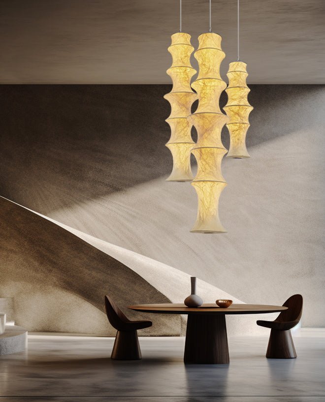Elraeor Layered Mulberry Silk Pendant Light - Letslighting