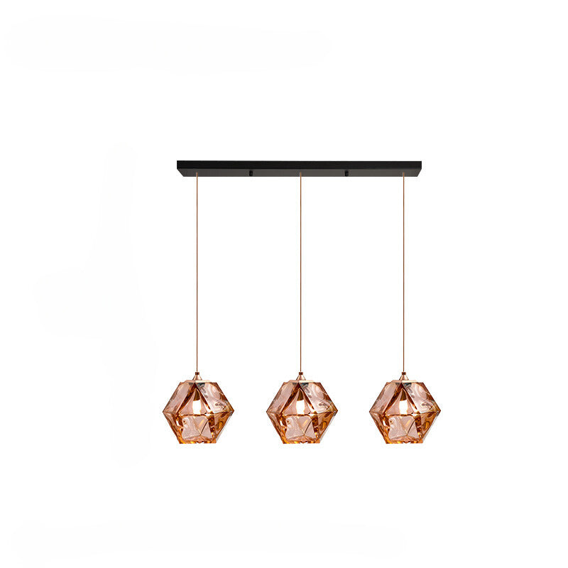 Valentina Polyhedron LED Pendant Light Metal/Glass Kitchen Island - Letslighting