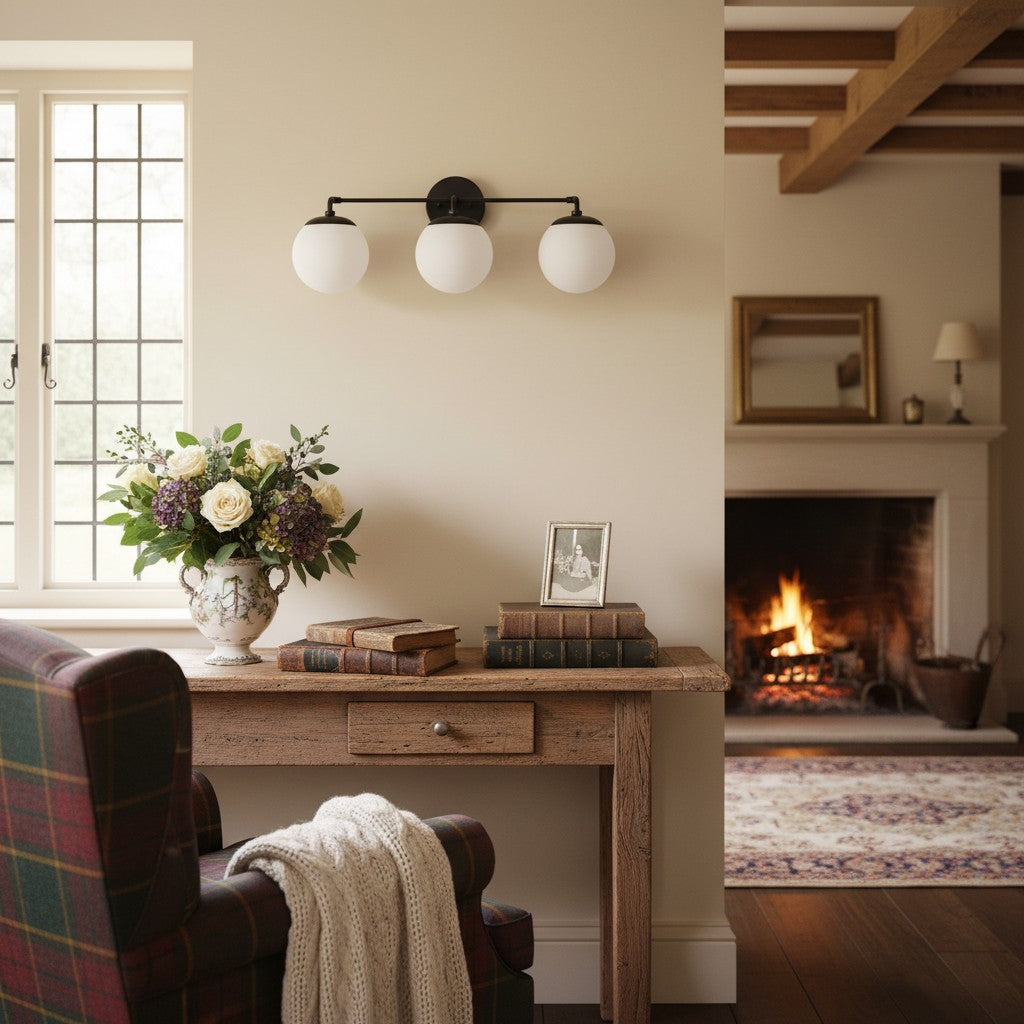 Pearl 2/3-Light Wall Sconce Milk Glass Hallway